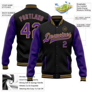 Custom Black Purple Old Gold Bomber Full&hellip;