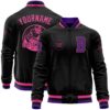 Custom Black Purple Teal Bomber Full Snap Varsity Baseball Jacket, Custom Team Jacket