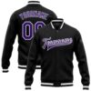 Custom Black Purple Teal Bomber Full Snap Varsity Letterman Gradient Fashion Jacket, Custom Team Jacket