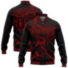 Custom Black Red Black History Month 3D Pattern Design Bomber Full Snap Baseball Jacket, Custom Team Jacket