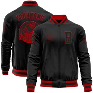 Custom Black Red Bomber Varsity Baseball Jacket,&hellip;
