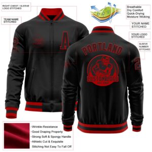 Custom Black Red Bomber Varsity Baseball Jacket,&hellip;