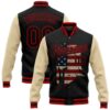 Custom Black Red Bomber Varsity Baseball Jacket, Custom Team Jacket
