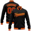 Custom Black Red Gold Bomber Full Snap Varsity Baseball Jacket, Custom Team Jacket