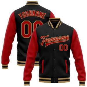 Custom Black Red Old Gold Bomber Full&hellip;