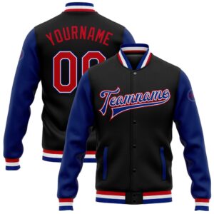 Custom Black Red Royal Bomber Full Snap&hellip;
