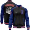 Custom Black Red Skull Fashion 3D Bomber Full Snap Baseball Jacket, Custom Team Jacket