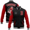 Custom Black Red White Bomber Varsity Baseball Jacket, Custom Team Jacket