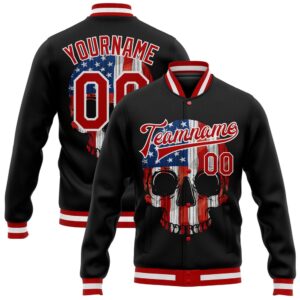 Custom Black Red White Skull With American&hellip;