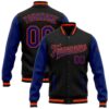 Custom Black Royal Orange Bomber Varsity Baseball Jacket, Custom Team Jacket