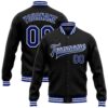 Custom Black Royal White Bomber Full Snap Varsity Baseball Jacket, Custom Team Jacket