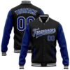 Custom Black Royal White Bomber Varsity Baseball Jacket, Custom Team Jacket