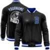 Custom Black Royal White Bomber Full Snap Varsity Baseball Jacket, Custom Team Jacket