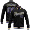 Custom Black Royal Yellow Bomber Full Snap Varsity Baseball Jacket, Custom Team Jacket