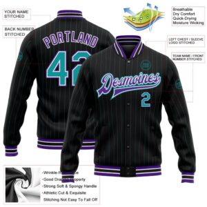 Custom Black Teal Pinstripe Purple Bomber Full&hellip;