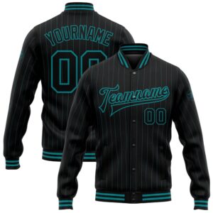 Custom Black Teal Pinstripe Teal Bomber Full&hellip;