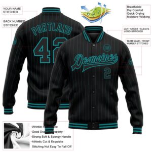 Custom Black Teal Pinstripe Teal Bomber Full&hellip;