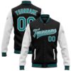 Custom Black Teal White Hawaii Palm Trees 3D Bomber Full Snap Baseball Jacket, Custom Team Jacket
