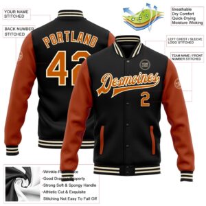 Custom Black Texas Orange Cream Bomber Full&hellip;