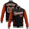 Custom Black Texas Orange White Bomber Varsity Baseball Jacket, Custom Team Jacket