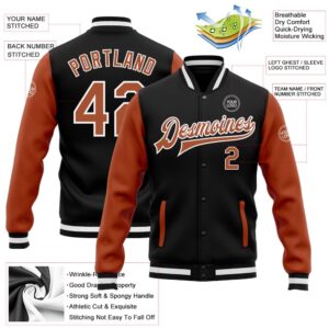 Custom Black Texas Orange White Bomber Full&hellip;