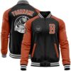 Custom Black Vegas Gold White Bomber Full Snap Baseball Jacket, Custom Team Jacket