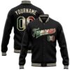 Custom Black Vegas Gold White Bomber Full Snap Baseball Jacket, Custom Team Jacket