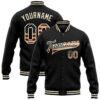 Custom Black Vintage Mexican Flag Cream Kelly Green Red Bomber Full Snap Varsity Baseball Jacket, Custom Team Jacket