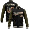 Custom Black Vintage USA Flag Cream Red Bomber Varsity Baseball Jacket, Custom Team Jacket