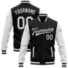 Custom Black White Bomber Full Snap Baseball Jacket, Custom Team Jacket