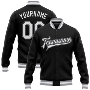 Custom Black White Gray Bomber Full Snap&hellip;
