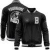 Custom Black White Gray Midnight Green Bomber Full Snap Baseball Jacket, Custom Team Jacket