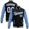 Custom Black White Lightning Skull Fashion 3D Bomber Full Snap Baseball Jacket, Custom Team Jacket
