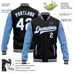 Custom Black White Light Blue Bomber Full&hellip;