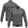 Custom Black White Light Blue Bomber Full Snap Varsity Baseball Jacket, Custom Team Jacket