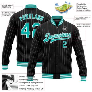 Custom Black White Pinstripe Aqua Bomber Full&hellip;