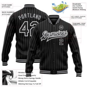 Custom Black White Pinstripe Black Gray Bomber&hellip;