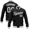 Custom Black White Pinstripe Orange Bomber Full Snap Baseball Jacket, Custom Team Jacket
