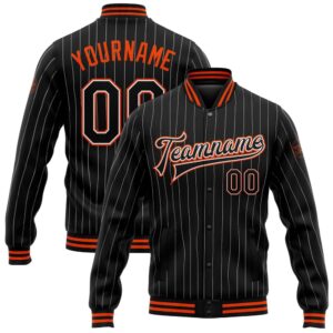 Custom Black White Pinstripe Orange Bomber Full&hellip;