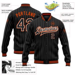 Custom Black White Pinstripe Orange Bomber Full&hellip;