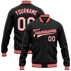 Custom Black White Pinstripe Red Bomber Full&hellip;