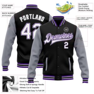 Custom Black White Purple Gray Bomber Full&hellip;