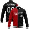 Custom Black White Red Gray Bomber Full Snap Varsity Baseball Jacket, Custom Team Jacket