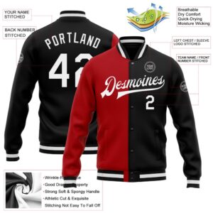 Custom Black White Red Bomber Full Snap&hellip;