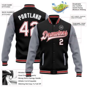 Custom Black White Red Gray Bomber Full&hellip;
