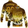 Custom Brown Gold White Bomber Full Snap Baseball Jacket, Custom Team Jacket