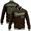 Custom Brown Gold White Bomber Varsity Baseball Jacket, Custom Team Jacket