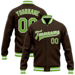 Custom Brown Neon Green White Bomber Full&hellip;
