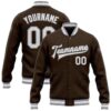 Custom Brown White Gray Bomber Varsity Baseball Jacket, Custom Team Jacket