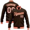 Custom Brown White Gray Bomber Varsity Baseball Jacket, Custom Team Jacket